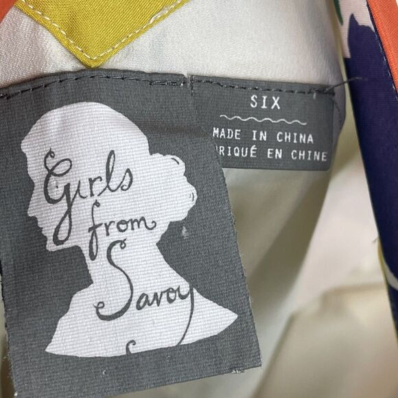 Girls From Savoy Anthropologie Women Silk Dress Size 6 Multicolor Primary Blooms - Picture 8 of 11